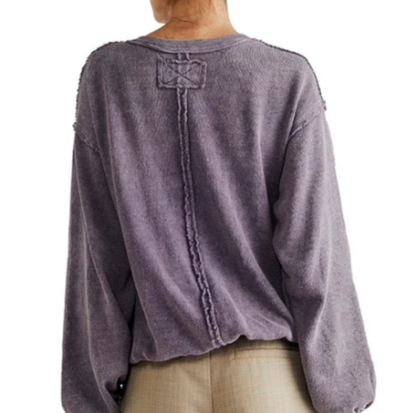 Free People🔖NWT Anyway Tee|Longsleeve| Fallen Fig - Picture 4 of 5